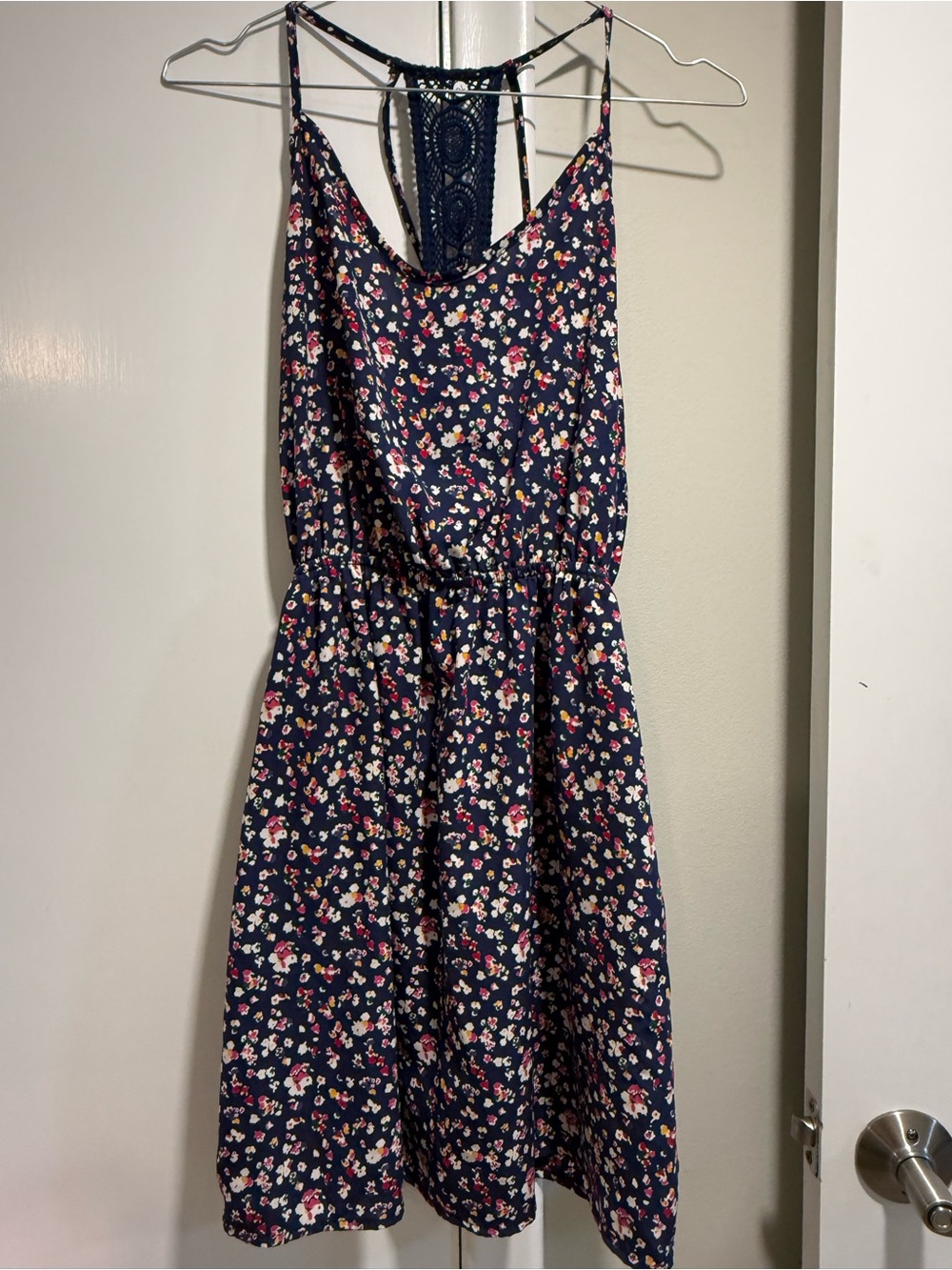 Soprano Navy Floral Lace-Back Sundress